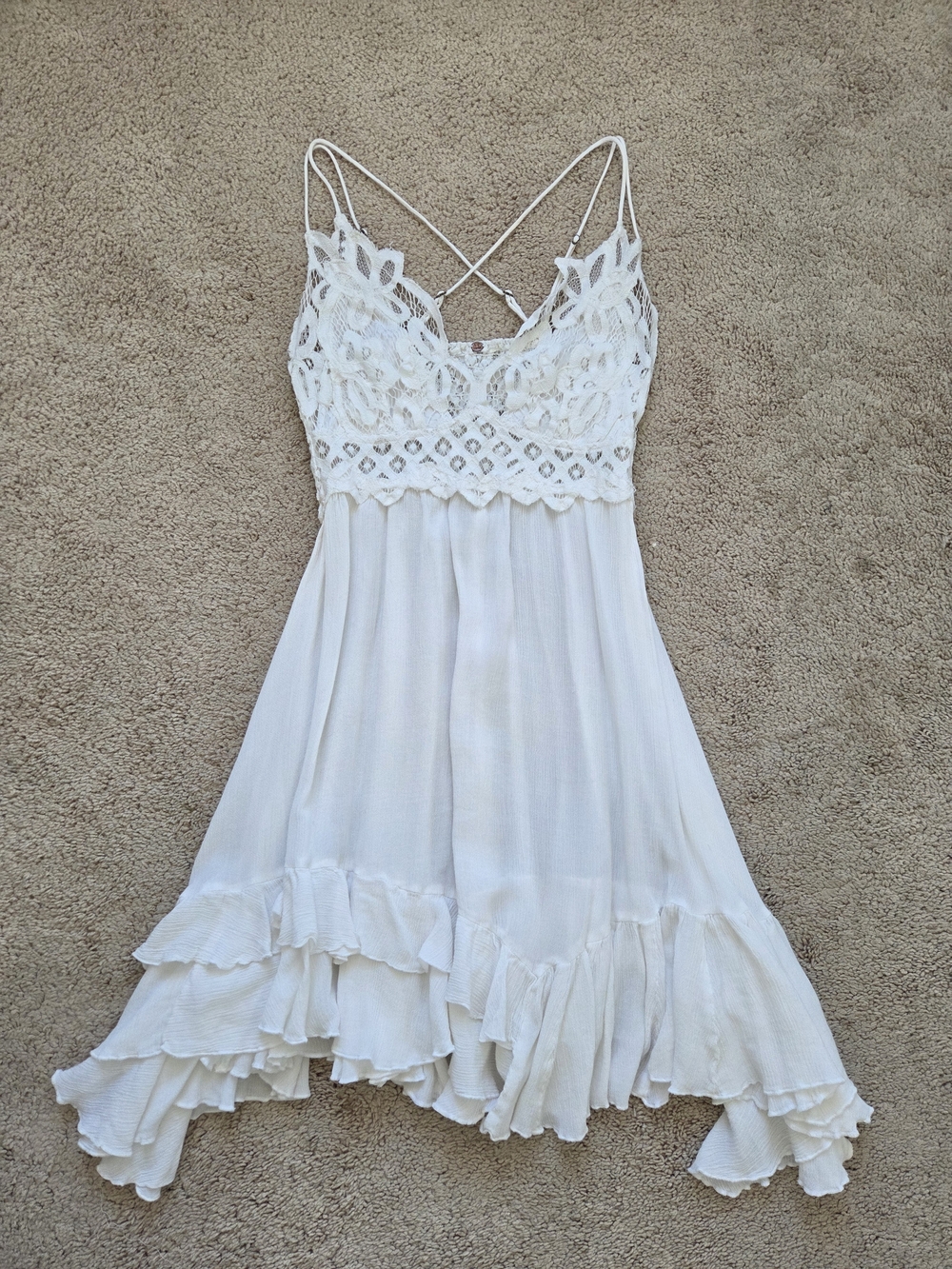 Free People Adella White Slip Dress Size Medium - Picture 2 of 5